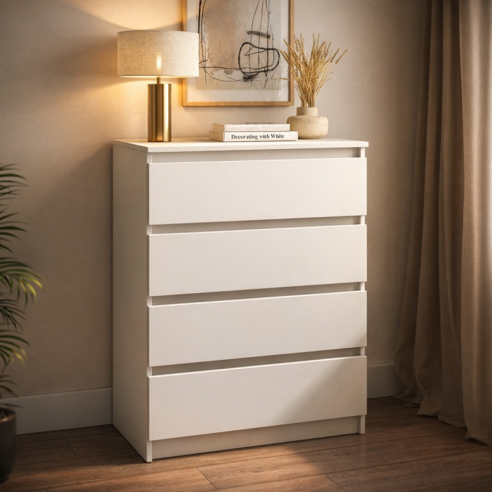 Comoda Aria 4 sertare  Alb 70x40x96 cm [3]