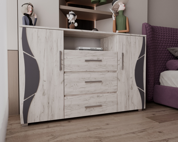 Comoda Laguna Ro, 135x40x84 cm, Stejar K001