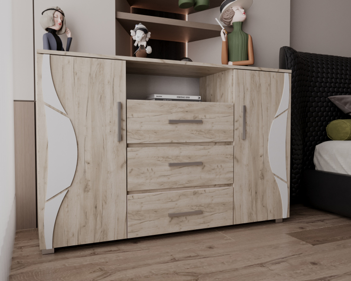 Comoda Laguna RO, 135x40x84 cm, Stejar K002
