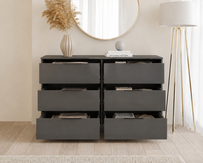 Comoda Prestige 6 Sertare Acril Antracit 120x40x77cm [4]