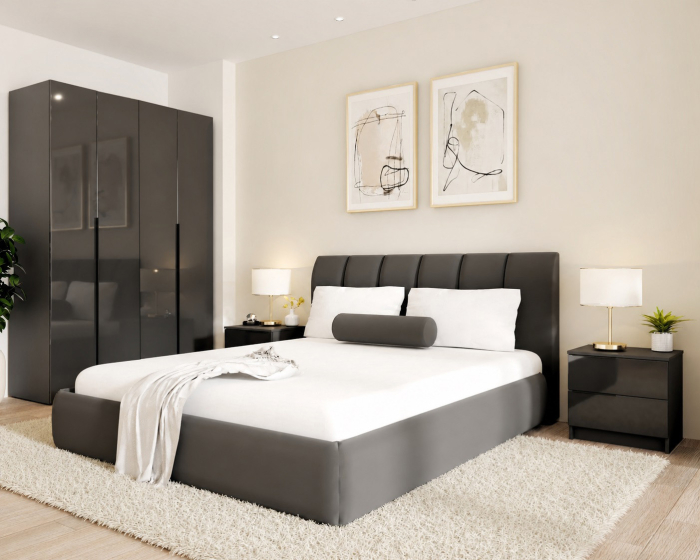Dormitor Prestige 4 Usi cu pat tapitat  Acril Antracit [3]