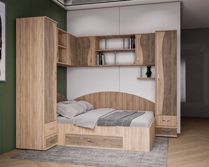 Dormitor Tineret Colt S, Sonoma-Trufe 187x51/247x200 cm [2]