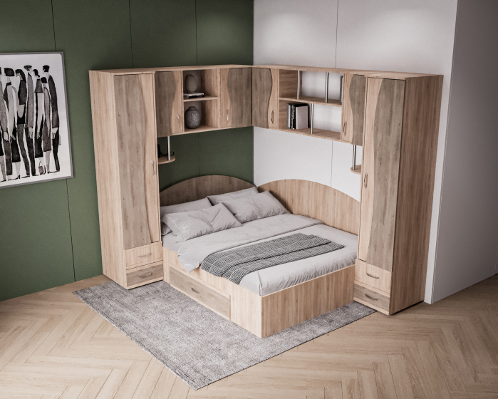 Dormitor Tineret Colt S, Sonoma-Trufe 187x51/247x200 cm [4]