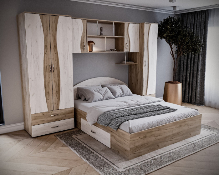 Dormitor Tineret cu D2, 262x51x200 cm, K002 K001
