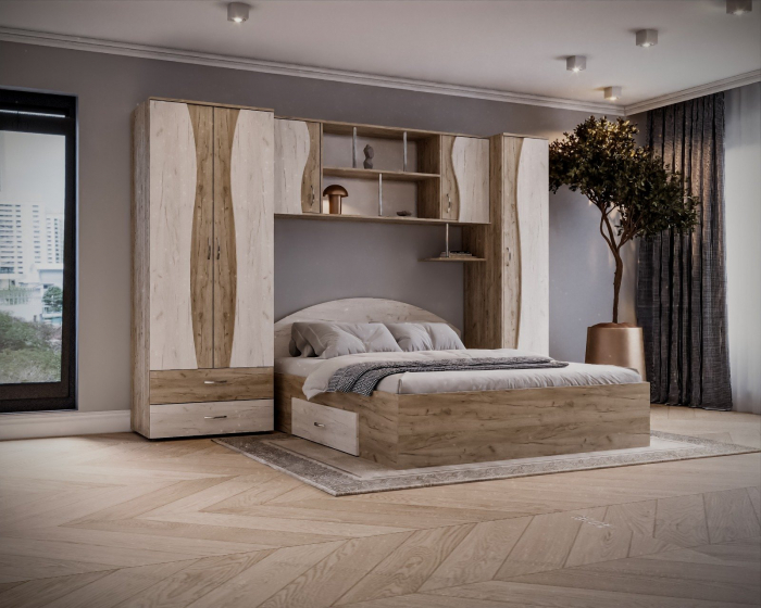 Dormitor Tineret cu D2, 262x51x200 cm, K002/K001 [3]