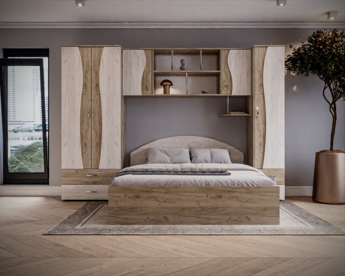 Dormitor Tineret cu D2, 262x51x200 cm, K002 K001