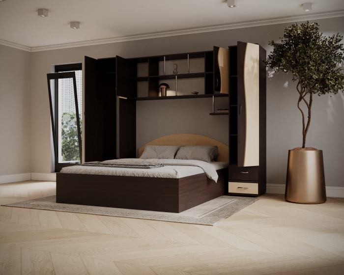 Dormitor Tineret, Wenge+Mesteacan 227x51/205x200 cm [8]