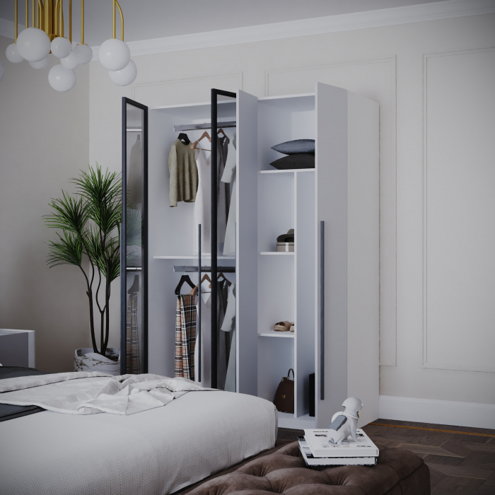 DRESSING MONTREAL MDF CULOARE ALB+GRI 140x200x55 [3]