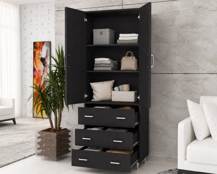Dulap 2 Usi/ 3 Sertare Wenge 70x35x180 cm [2]