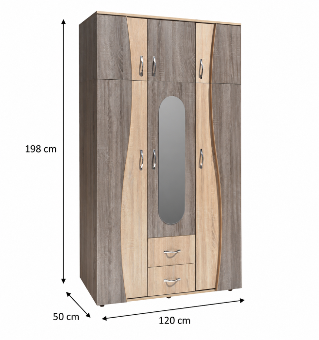 Dulap 3 Sonoma Truffe 120x50x198 cm [5]