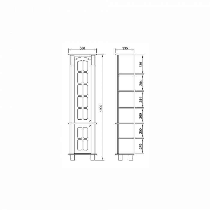 Dulap baie Versailles, 50x190x33cm, Argint [2]