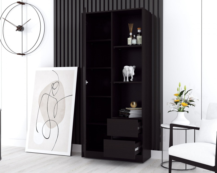 Dulap MP1 1 Usa 2 Sertare  Wenge 80x33x180 cm [2]