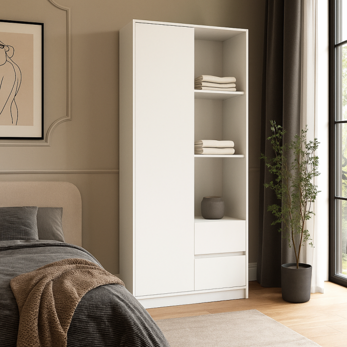Dulap MP1 - 1U+2S, 80x33x180 cm, Alb [2]