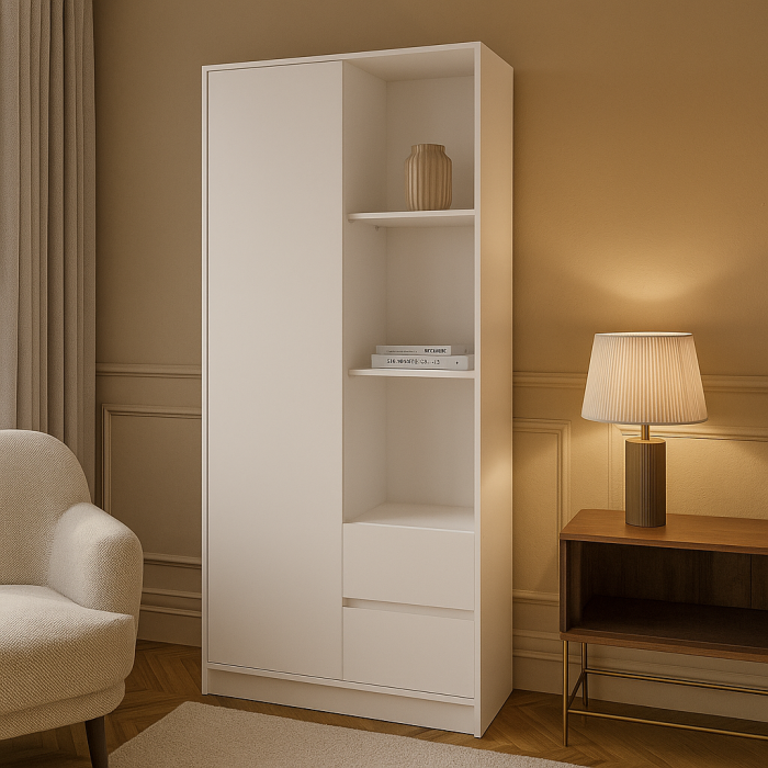 Dulap MP1 - 1U+2S, 80x33x180 cm, Alb [5]