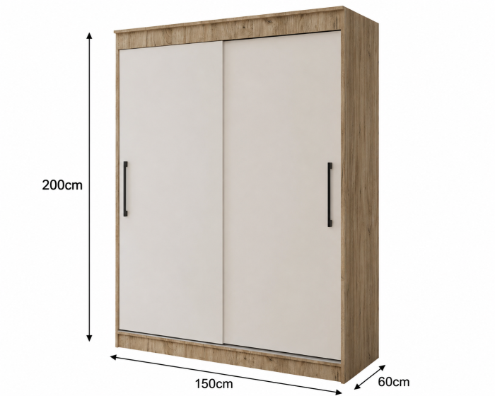Dulap UC MP1 Stejar K002 Alb 150x60x200 cm [6]