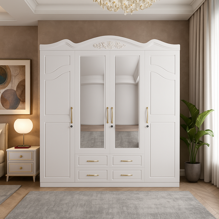 Dulap ZQW-034 MDF - 4U/4S, 200x50x200 cm, Alb [1]