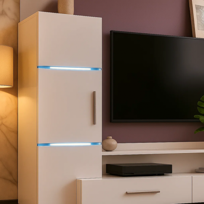 Living Domino 280x45x140 cm, MDF Alb Lucios [4]