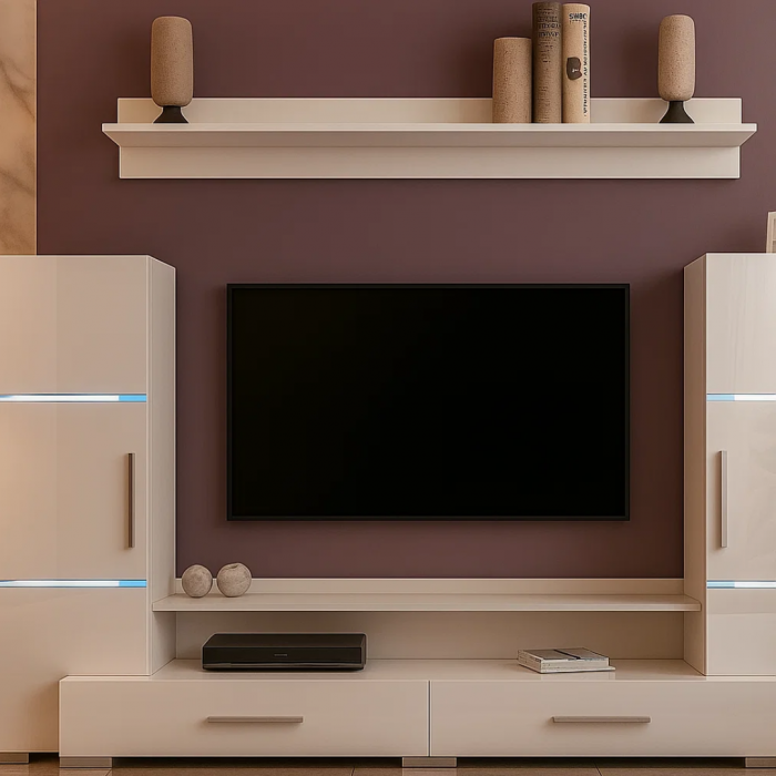 Living Domino 280x45x140 cm, MDF Alb Lucios [3]