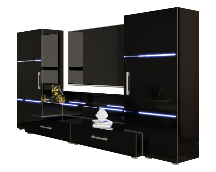 Living Domino 280x45x140 cm, MDF Negru Lucios [7]