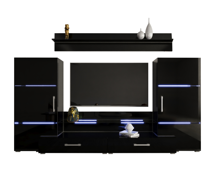 Living Domino 280x45x140 cm, MDF Negru Lucios [5]