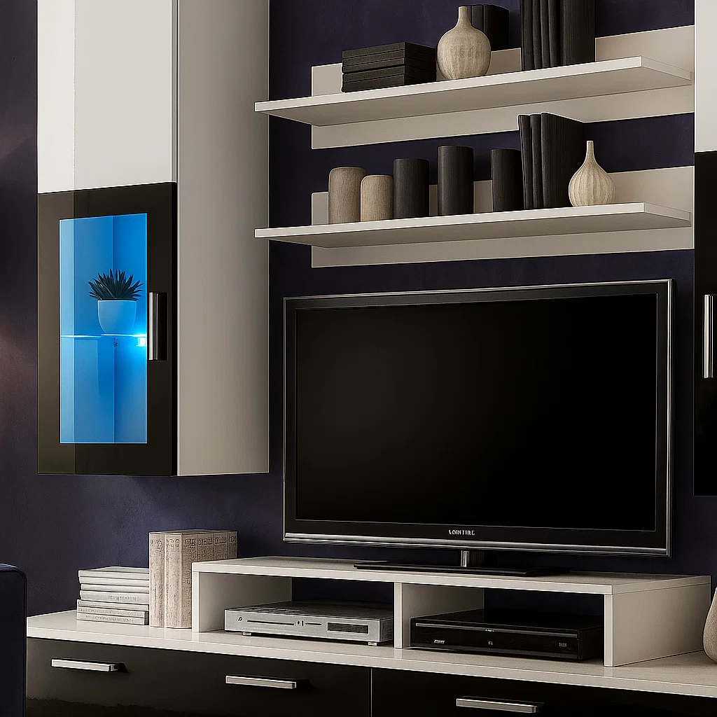 Living Mini Alb + Negru Lucios, 200x45x190 cm [3]