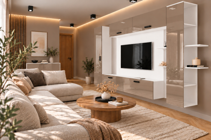 Living MP1 Alb atlas + Acril cappuccino, antracit Alb+Acril Cappuccino [2]