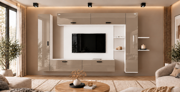 Living MP1 Alb atlas + Acril cappuccino, antracit Alb+Acril Cappuccino [4]