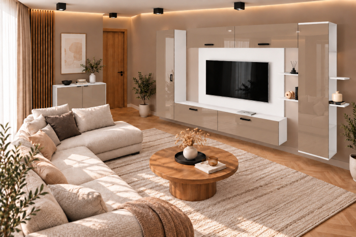 Living MP1 Alb atlas + Acril cappuccino, antracit Alb+Acril Cappuccino [3]