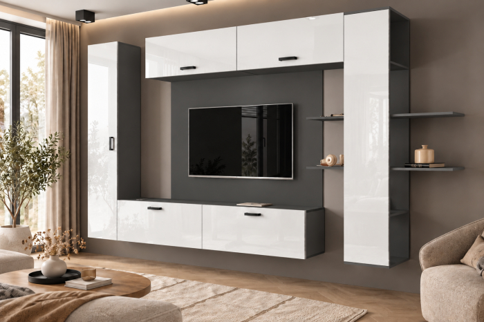 Living MP1 Antracit + Acril alb, cappuccino Antracit+Alb [4]