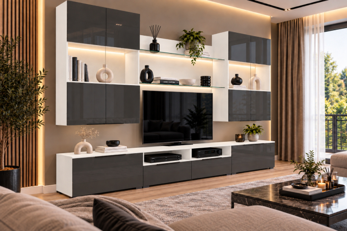 Living MP2 Alb + Acril antracit, cappuccino Alb+Acril Antracit [3]