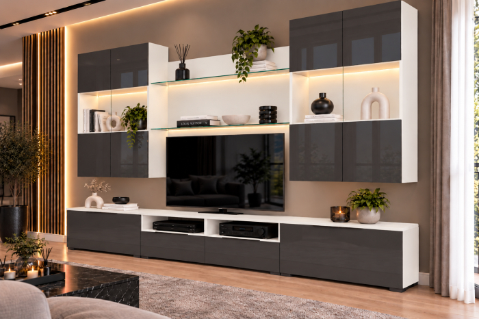 Living MP2 Alb + Acril antracit, cappuccino Alb+Acril Antracit [2]