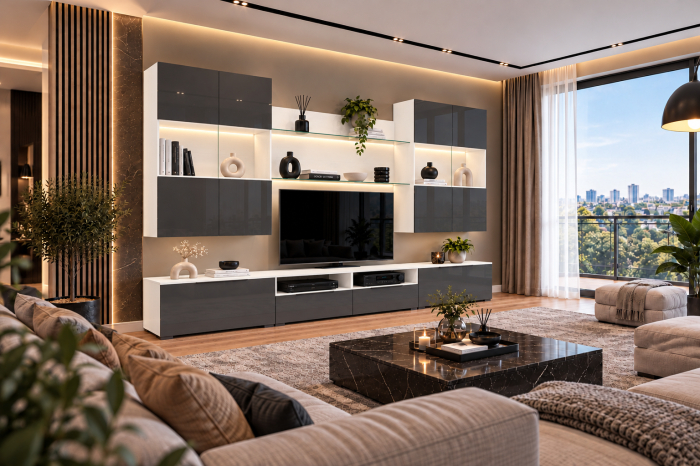 Living MP2 Alb + Acril antracit, cappuccino Alb+Acril Antracit [5]