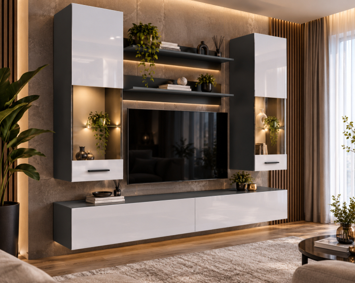 Living MP5 Antracit + Acril alb, Negru, Cappuccino Antracit+Alb [3]