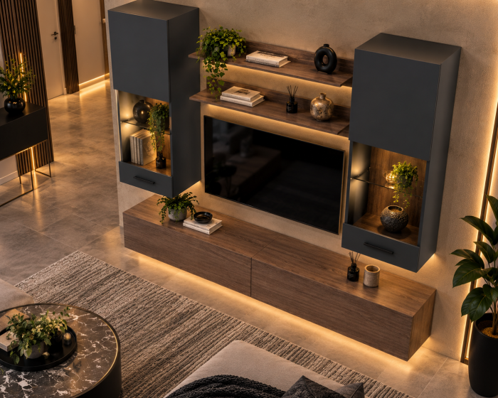 Living MP5 Stejar K696 Umber Primavera + Kasmir, Smoke Green, Antracit Stejar K696 Umber Primavera+Antracit [3]