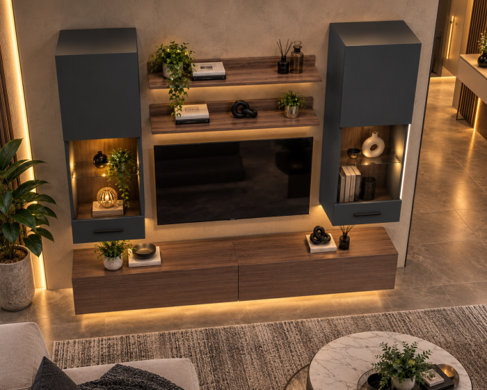Living MP5 Stejar K696 Umber Primavera + Kasmir, Smoke Green, Antracit Stejar K696 Umber Primavera+Antracit [5]