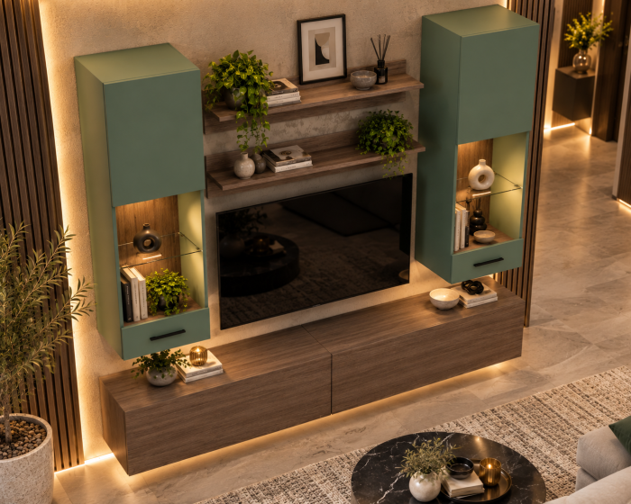 Living MP5 Stejar K696 Umber Primavera + Kasmir, Smoke Green, Antracit Stejar K696 Umber Primavera+K521 Smoke Green [6]
