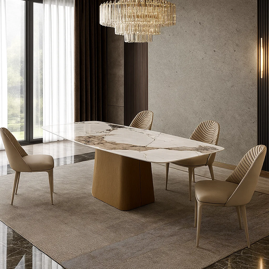 Masa dining 627 marmura alba 1600x800x750