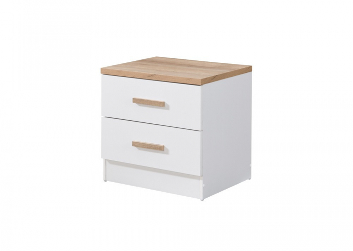 Noptiera Luna cu 2 sertare, culoare Alb+Sonoma, 50x40x50cm [3]