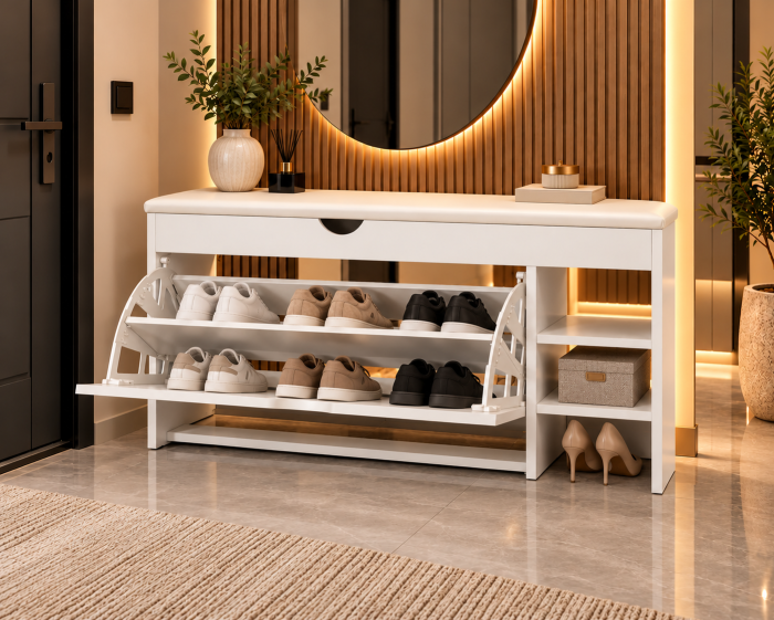 Pantofar 126 MDF White 100x30x51cm [2]