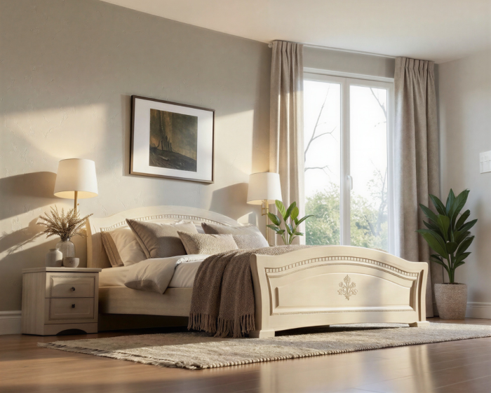 Pat cu 2 noptiere Milano Mesteacan [3]