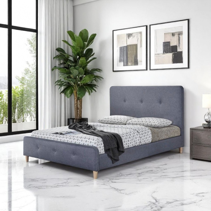 Pat tapitat Colon 90x200cm, suport saltea inclus, culoare Gri [3]