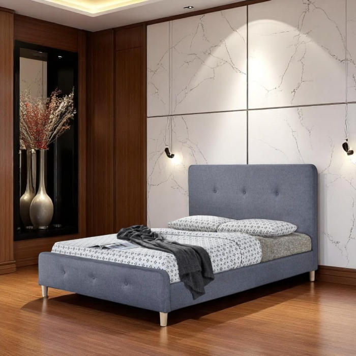 Pat tapitat Colon 90x200cm, suport saltea inclus, culoare Gri [5]