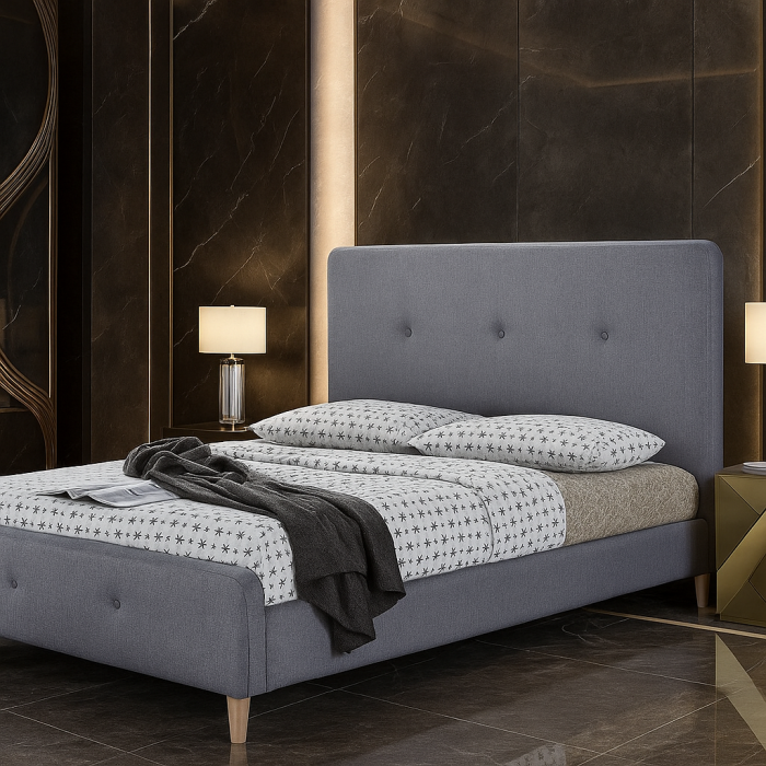 Pat tapitat Colon 90x200cm, suport saltea inclus, culoare Gri [2]