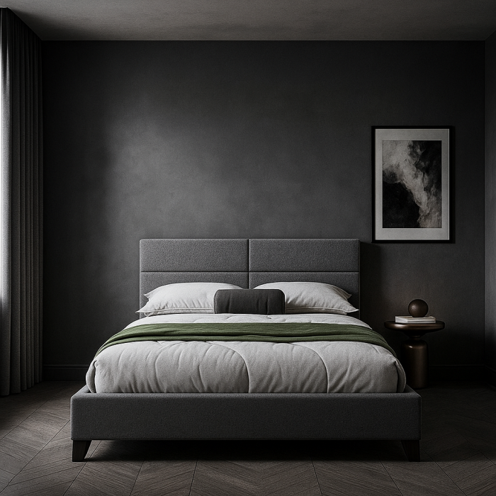 Pat Tapitat Houston 160x200 cm, Suport Saltea Inclus, Culoare Gri