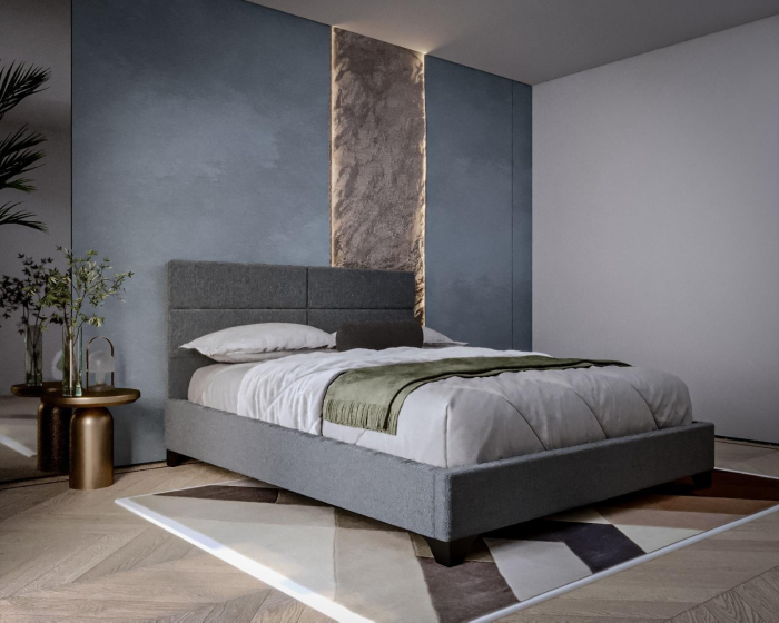 Pat Tapitat Houston 160x200 cm, Suport Saltea Inclus, Culoare Gri [2]