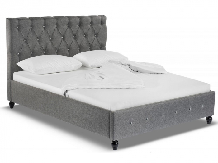 Pat tapitat Miami 140x200cm, suport saltea inclus, culoare Gri [2]