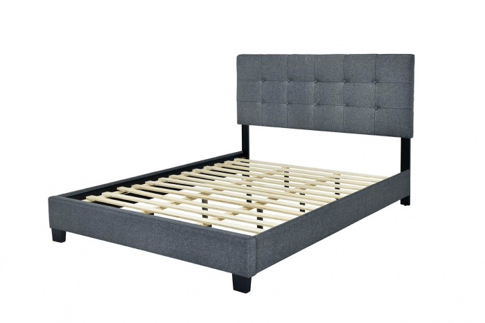 Pat tapitat Modern 120x200cm, cadru din lemn cu somiera fixa, culoare Gri [6]