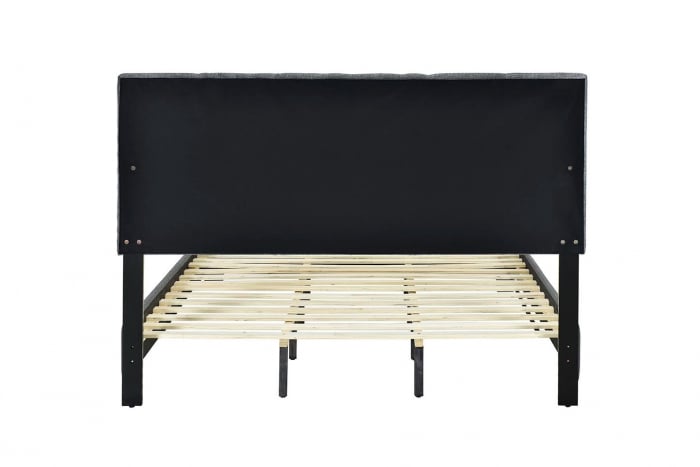 Pat tapitat Modern 120x200cm, cadru din lemn cu somiera fixa, culoare Gri [9]