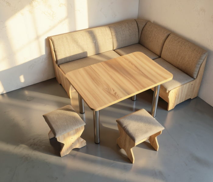 Set coltar bucatarie Tunis cu masa si 2 tabureti Sonoma [3]