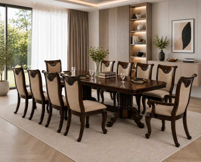 Set masa AC3268T cu 10 Scaune Dark Brown [2]